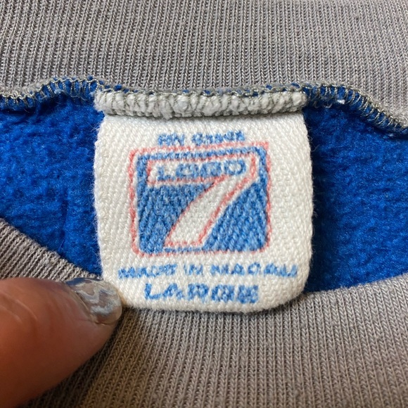 Vintage Logo 7 Denver Broncos Sweatshirt Men’s White Blue Crewneck NFL Large - Picture 2 of 8